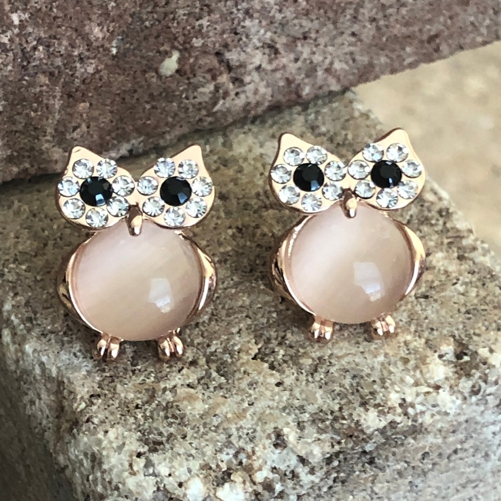 Gorgeous Mini Owl  Stud Design | 14K Rose Plated